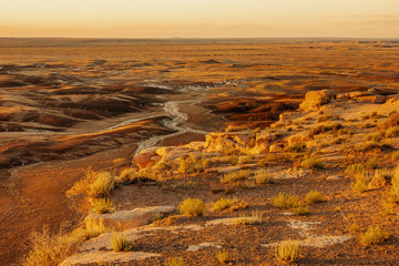 Sunset Landscape at Petrified Forest National Park