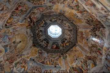 Panoramic view of Judgment Day on cupola of Cattedrale di Santa Maria del Fiore