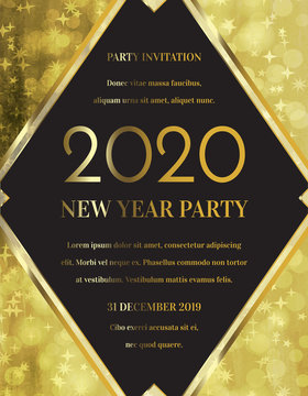 Gold Sparkle New Year Invitation Design in Elegant Style