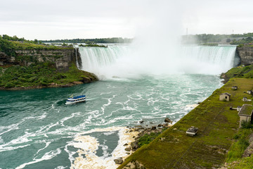 Lanscape view of Horseshoe Niagara Falls from the Ontario, Canadian side