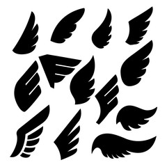 Set of the wing icons. Design element for poster, emblem, sign, logo, label. Vector illustration