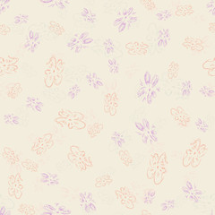 Hand drawn wildflower seamless patterns for print design. Rose floral seamless pattern. Spring textile texture. Repeat design element