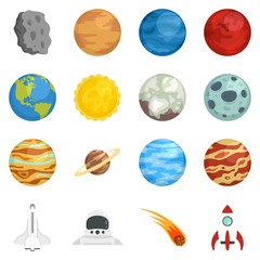 Planets icon set. Flat set of planets vector icons for web design