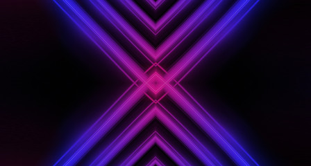 Spilled liquid on a black background in neon light. Bright color, abstract dark background. Ultraviolet, red and blue background.