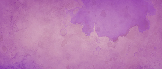 purple background with soft watercolor paint wash and faded vintage paper texture in violet color background design, distressed paint spatter and grunge with fringe bleed border