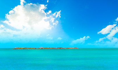 Fototapeta na wymiar Turquoise sea and blue sky in Florida Keys