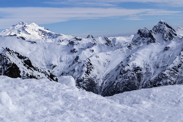 Fototapeta na wymiar Cima Cerro Catedral nevado, Bariloche, Argentina