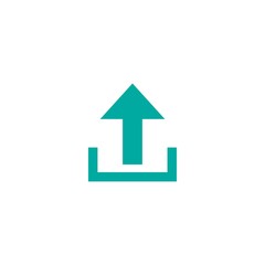 blue sharp arrow up icon. Isolated on white. Upload icon. Upgrade sign.