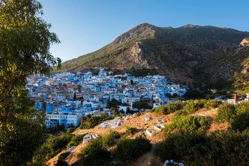 Panorama di Chefchaouen la perla Blu del Marocco