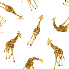 seamless pattern giraffe vector illustration on white background