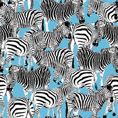 Fototapeta na wymiar seamless pattern black and white zebra, wildlife animal vector illustration