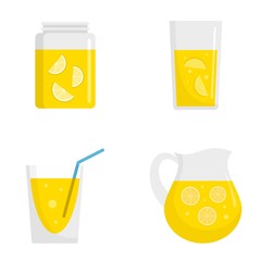 Lemonade icon set. Flat set of lemonade vector icons for web design