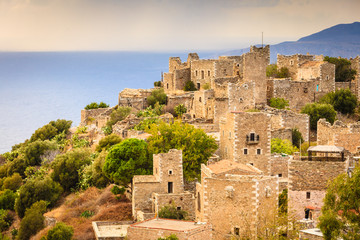 Fototapeta premium Tower houses in Vathia Greece Mani Peninsula