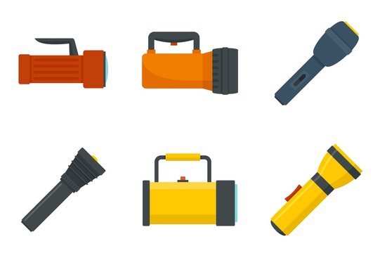 Flashlight icon set. Flat set of flashlight vector icons for Fweb design