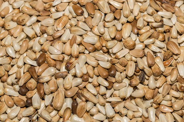Closeup of Safflower seeds in a pile