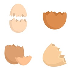 Eggshell icons set. Flat set of eggshell vector icons for web design