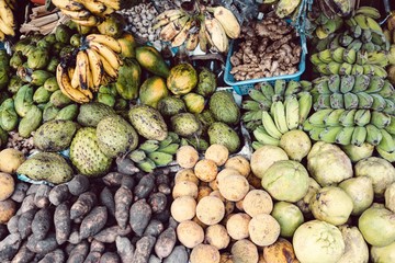 Fruit at a street market in a tropical country