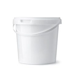 White plastic food bucket