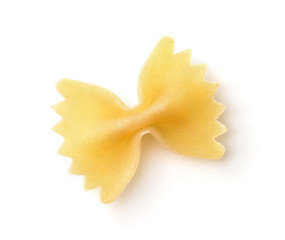 Fototapeta premium Top view of single uncooked farfalle