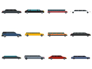 Fototapeta premium Limousine icons set. Flat set of limousine vector icons for web design