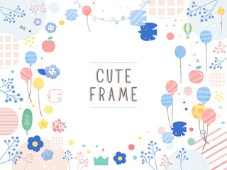 かわいいナチュラルな背景フレームイラスト素材 Wall Mural Nana