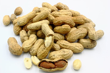 peanuts in the shell isolated on white background