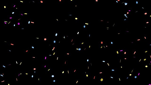 Colorful confetti explodes on a green chroma key and black backgrounds