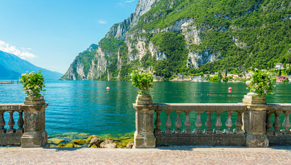 The picturesque town of Riva del Garda on Lake Garda. Province of Trento, Trentino Alto Adige, Italy. - obrazy, fototapety, plakaty