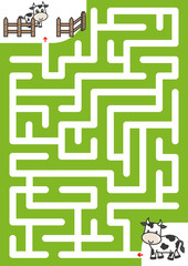 Maze game: Help cow find the way to calf. - Worksheet for education