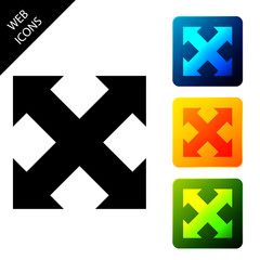 Arrows in four directions icon isolated. Set icons colorful square buttons. Vector Illustration