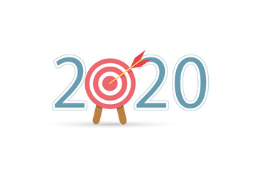 happy new year 2020. Number 2020 with Arrow in target