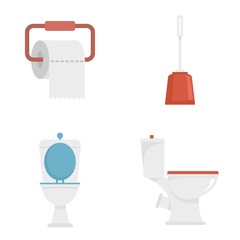 Toilet icons set. Flat set of toilet vector icons for web design