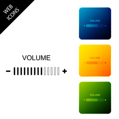 Volume adjustment icon isolated. Set icons colorful square buttons. Vector Illustration