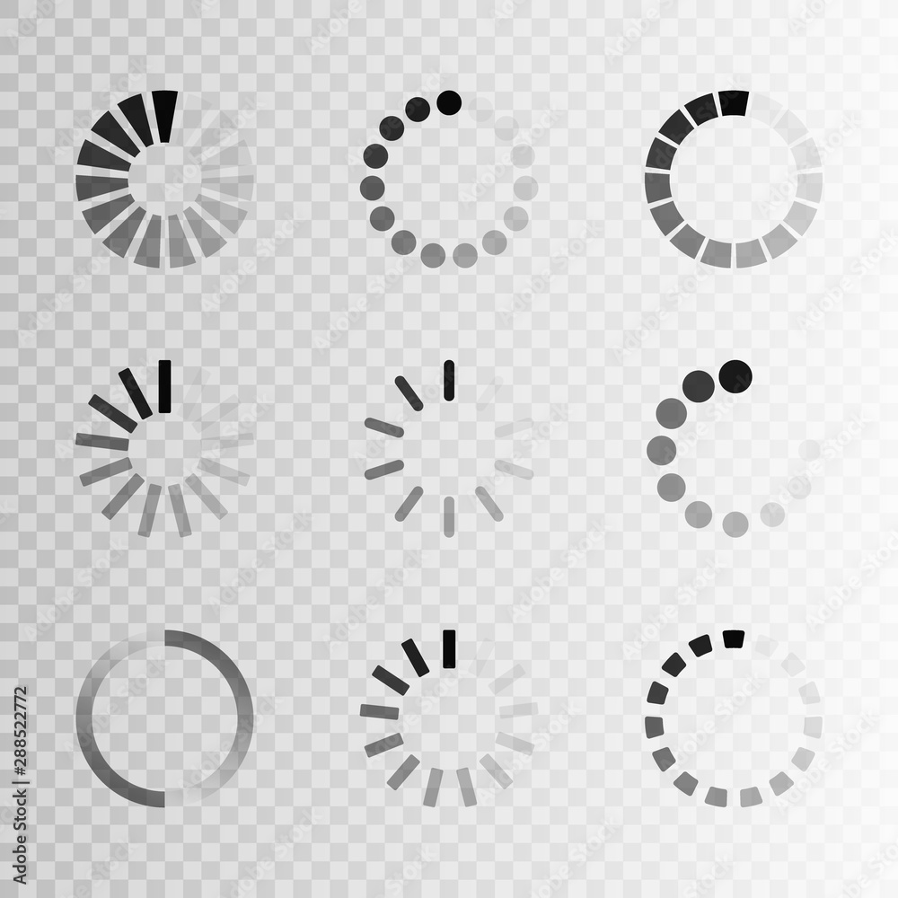 Poster super set different load icon. circle website buffer loader or preloader. download or upload status 