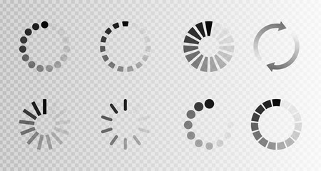 Super set different load icon. Circle website buffer loader or preloader. Download or upload status icon