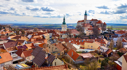 Fototapeta na wymiar Mikulov castle on the top of the rock towering above the town of Mikulov, South Moravia, Czech republic.