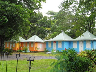 Colorful tiny houses of the Seychelles
