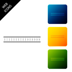 Ruler icon isolated. Straightedge symbol. Set icons colorful square buttons. Vector Illustration