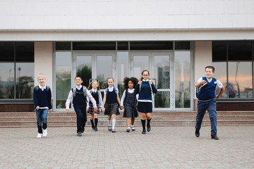 Obraz premium Group of schoolchildren in uniform.