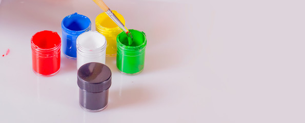 Painting process. Creativity, education, child development in art, happy childhood, abilities concept