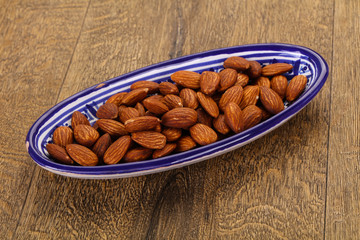 Almonds nuts heap