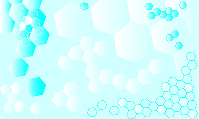 Hexagonal light blue background, medicine or biology concept.