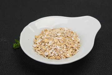 Raw oats in the bowl