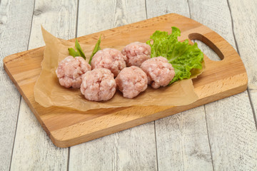 Homemade raw pork minced meatball for cooking