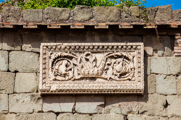 Detail of the beautiful stone carvings which decorated the ancient Roman Forum in Rome