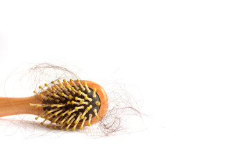 Hair loss, hair loss every day, serious problems and hair loss on a white background.