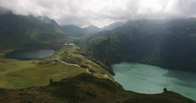 Stunning views in the Swiss alps, Lake Ritom with beautiful scenery.