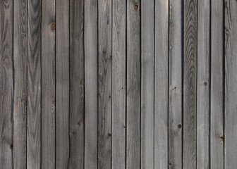 Old gray wooden wall with vertical aged planks. Abstract background