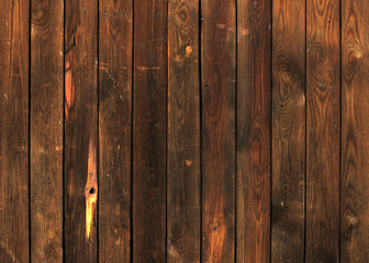 Old brown wooden wall with vertical planks. Background