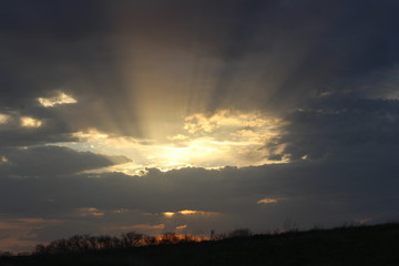 Fototapeta premium Landscape of sunset in the dark, beautiful sky